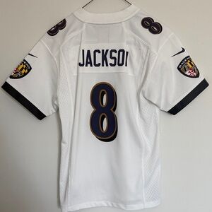 Nike White Lamar Jackson #8 Baltimore Ravens Youth Jersey